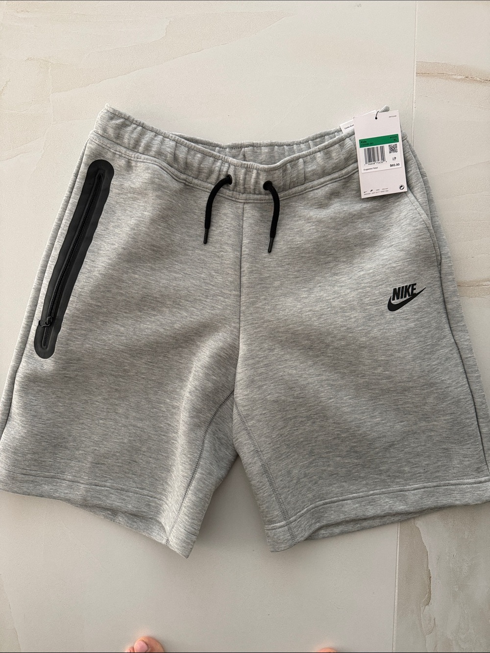Nike Men’s Light Gray Athletic Fleece Shorts with Black Accents
